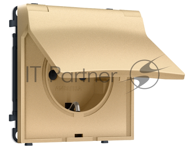 Комплект механизма электрической розетки SIGMA Золото Мягкое касание 50Hz 2P+E с/з с/ш и крышкой IP44 16A-250V QUANT PRO (SP8880, PR141)
