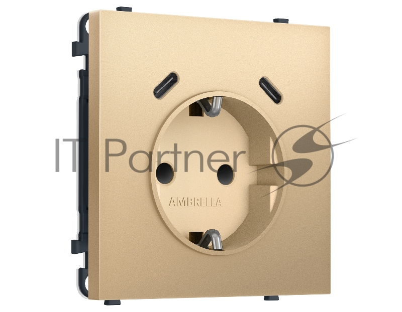 Комплект механизма электрической розетки SIGMA Золото Мягкое касание 2USB С+C 20W (быст. зар.) с/з с/ш 16A-250V QUANT PRO (SP8905, PR165)