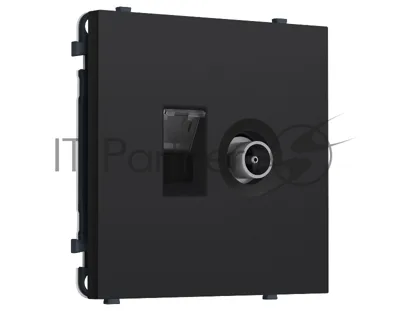 Комплект механизма розетки компьютерной + TV оконечной SIGMA Черный Мягкое касание RJ-45 CAT6/50-870MHz 1dB с/ш QUANT PRO (SP9925, PR195)