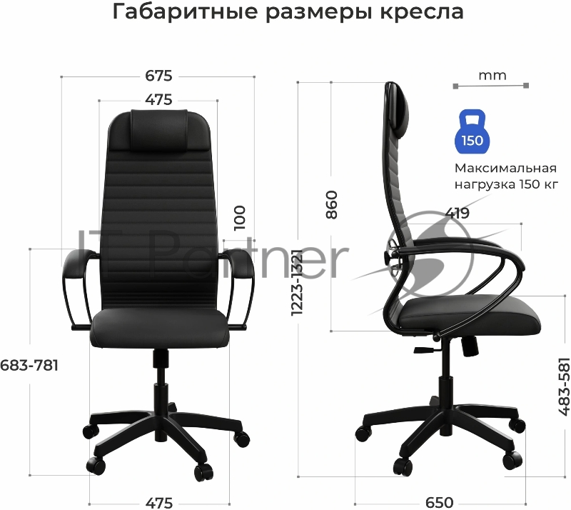 Кресло Метта ErgoLife Set 27 черный ткань/эко.кожа с подголов. крестов. пластик пластик черный