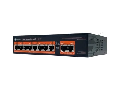 Коммутатор Optimus U1IC-8F/2G, 8×100 Мбит/с PoE+ + 2×1 Гбит/с Uplink, настраиваемый