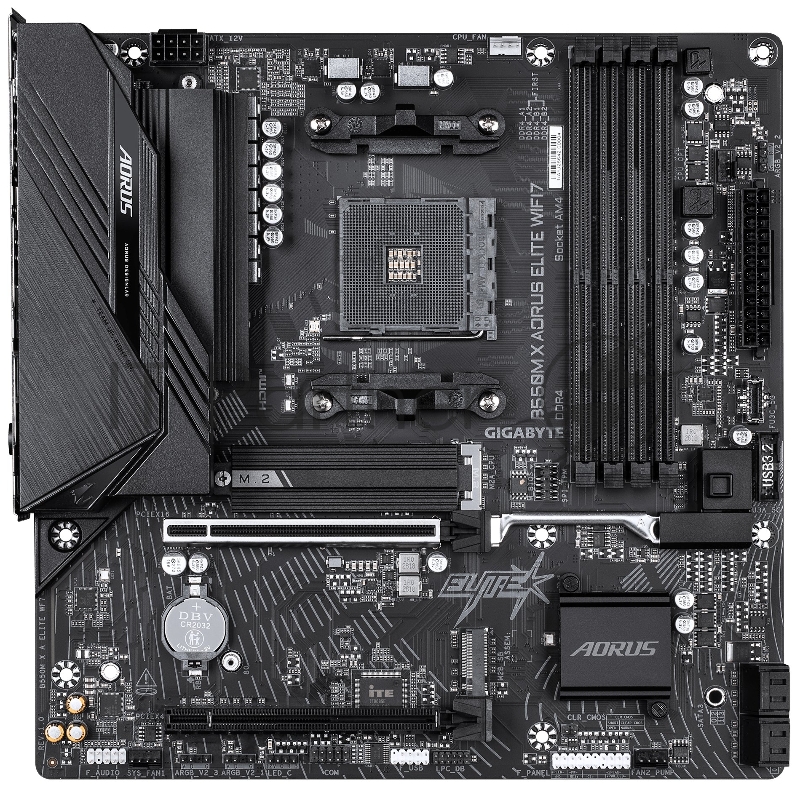 Материнская плата Gigabyte B550M X AORUS ELITE WIFI7, AM4, AMD B550, 4xDDR4, 4xSATA, 2xM.2, 1xPCIe 4.0 x16, 1xPCIe 3.0 x4, 1xHDMI, 1xDisplayPort, 1x 2.5Gb LAN, 4xUSB 3.2 Gen 1, 1xUSB Type-C, 2xUSB 2.0, 3x3.5 мм, 7.1, microATX