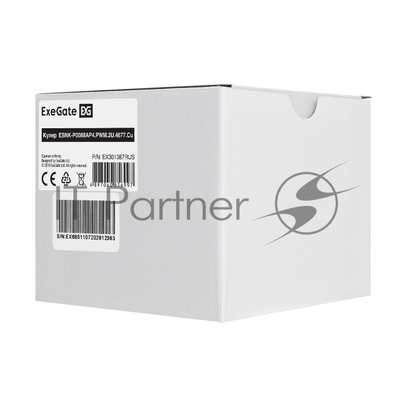 Кулер ExeGate ESNK-P0088AP4.PWM.2U.4677.Cu (Al+Cu, 2U, 5 тепл. трубок, LGA 4677, TDP 320W, Fan 60mm, PWM, 2100-8000RPM, 2 ball bearing, 4pin, 54.34db, на защелках, с термопастой, RET)
