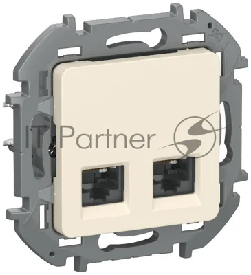 Розетка компьютерная двойная RJ45 категория 5Е UTP 6738361 слоновая кость IEKINSPIRIA