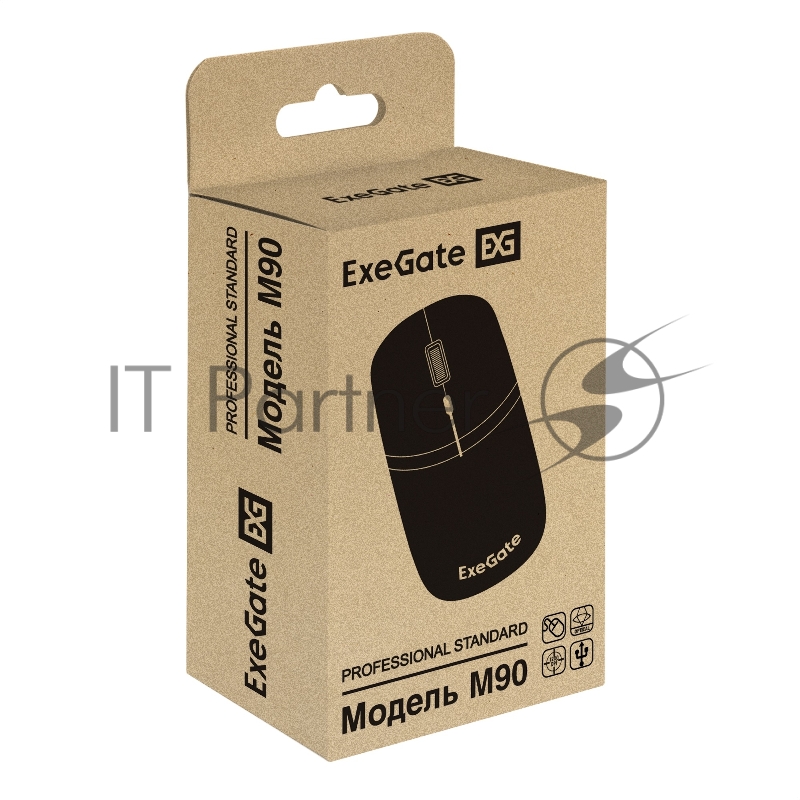 Мышь ExeGate Professional Standard M90 (USB, оптическая, 1200dpi, 4D, 4 кнопки (включая колесо прокрутки), длина кабеля 1,8м, черная, подсветка, RTL)