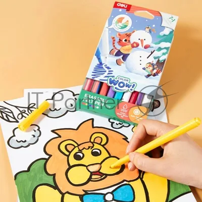 Фломастеры Deli EC173 Colorwow круг. Вентилируемый стираемые 8цв.