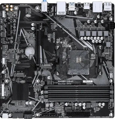 Материнская плата Gigabyte B450M D3HP, AM4, AMD B450, 4xDDR4, 4xSATA, 2xM.2, 1xPCIe 3.0 x16, 1xPCIe 2.0 x1, 1xDisplayPort, 2xHDMI, 1x 1Gb LAN, 4xUSB 3.2 Gen 1, 3xUSB 2.0, 3x3.5 мм, 7.1, microATX