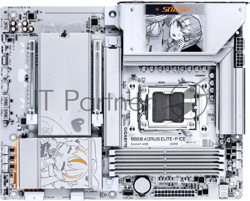 Материнская плата Gigabyte B850 AORUS ELITE-P ICE, AM5, AMD B850, 4xDDR5, 2xSATA, 4xM.2, 1xPCIe 5.0 x16, 1xPCIe 4.0 x4, 1xHDMI, 1x5Gb LAN, 2xUSB 3.2 Gen 2 Type-C, 2xUSB 3.2 Gen 2 Type-A, 4xUSB 3.2 Gen 1, 4xUSB 2.0, 2x3.5 мм, 7.1, ATX