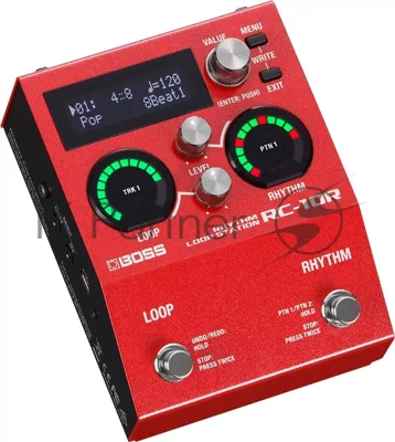 Лупер и драм-машина BOSS [RC-10R] Rhythm Loop Station. 280+ встроенных ритмов, 6 часов записи, 99 ячеек памяти. 32-бит обработка, MIDI, USB. Поддержка пользовательских лупов и ритмов. Размеры: 101x138x63 мм, вес: 620 г. Для гитары, баса, клавишных.