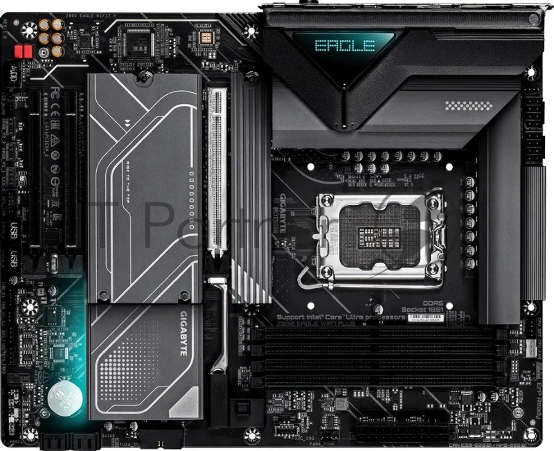 Материнская плата Gigabyte Z890 EAGLE WIFI7 PLUS, LGA1851, Intel Z890, 4xDDR5, 4xSATA, 4xM.2, 1xPCIe 5.0 x16, 2xPCIe 4.0 x4, 1xDisplayPort, 1xUSB4 Type-C, 1x 2.5Gb LAN, 2xUSB 3.2 Gen2, 3xUSB 3.2 Gen1, 4xUSB 2.0, 2x3.5 мм, 7.1, ATX