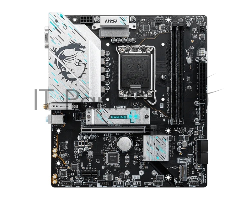 Материнская плата MSI B760M GAMING WIFI, LGA1700, Intel B760, 2xDDR5, 4xSATA 6Gb/s, 2xM.2, 1xPCIe 4.0 x16, 1xPCIe 4.0 x1, 1xVGA, 1xHDMI, 1xDisplayPort, 1x2.5Gb LAN, 4xUSB 3.2 Gen 1, 2xUSB 2.0, 3x3.5 мм, 7.1, mATX