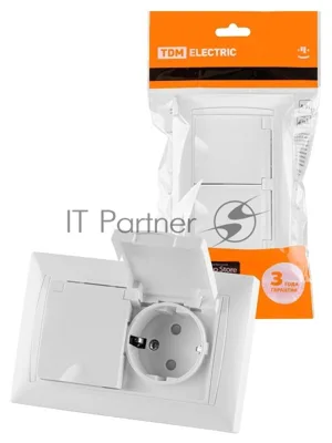Розетка двойная 2П+З 16А 250В IP44 с защ. шт. с крышкой белая "Лама" | SQ1815-0060 | TDM