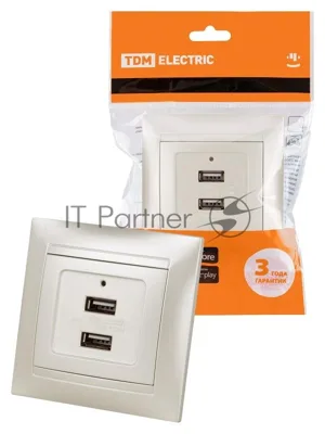 Розетка 2USB порт 2,1А 5В перламутр "Лама" | SQ1815-0841 | TDM