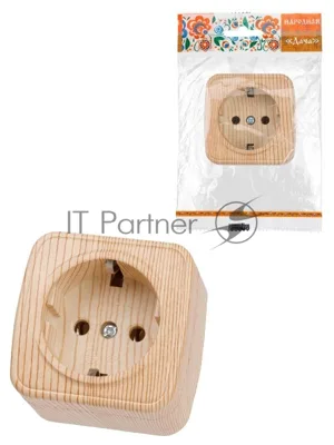 Розетка 2П+З открытой установки IP20 16А, сосна "Дача" Народная | SQ1824-0038 | TDM
