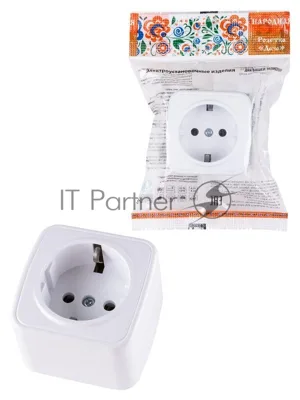 Розетка 2П+З открытой установки IP20 16А, белая "Дача" Народная | SQ1824-0008 | TDM