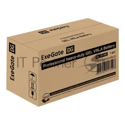 Гелевая аккумуляторная батарея ExeGate EL 12-150-М8 (12V 150Ah, болт М8)