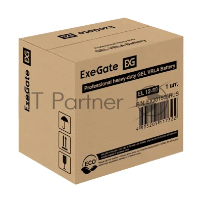 Гелевая аккумуляторная батарея ExeGate EL 12-80-М6 (12V 80Ah, болт М6)