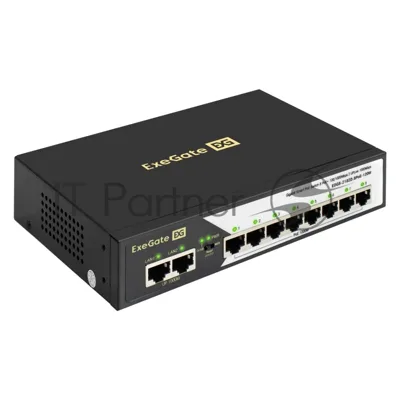 Коммутатор ExeGate EDGS-2182D.8PoE-120W, 8×1 Гбит/с PoE+ + 2×1 Гбит/с Uplink, управляемый
