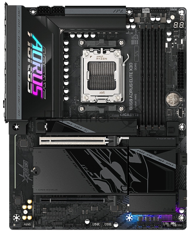 Материнская плата Gigabyte B850 AORUS ELITE X3D, AM5, AMD B850, 4xDDR5, 2xSATA, 4xM.2, 1xPCIe 5.0 x16, 1xPCIe 4.0 x4, 1xHDMI, 1x 5GbE LAN, 2xUSB 3.2 Gen 2 Type-C, 2xUSB 3.2 Gen 2 Type-A, 4xUSB 3.2 Gen 1, 4xUSB 2.0,