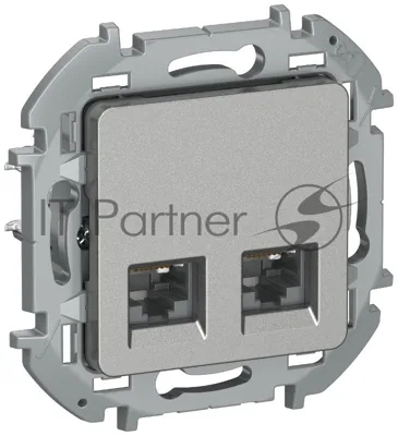 Inspiria Алюминий Розетка компьютерная 2-я RJ45 кат.5Е UTP  | 6738371 | IEK