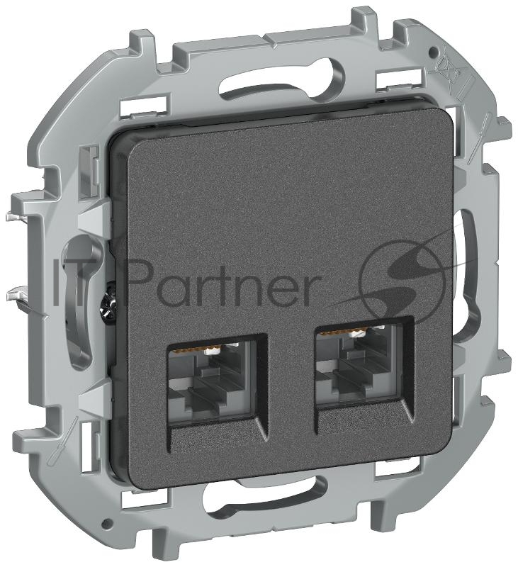 Inspiria Антрацит Розетка компьютерная 2-ая RJ45 кат.6 UTP  | 6738431 | IEK