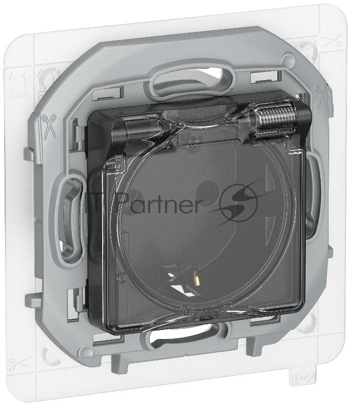 Inspiria Антрацит Розетка с заземлением со шторками с кр. 16А IP44  | 6737431 | IEK