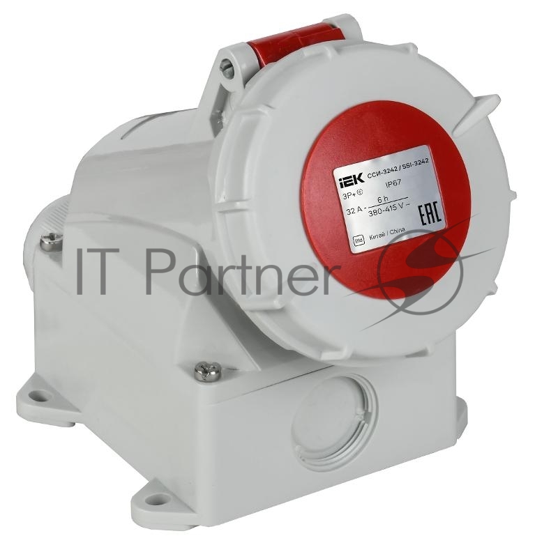 Розетка стационарная ССИ-1142 16А-6ч 380В 3P+PE IP67| PSR12-016-4-0-67| IEK
