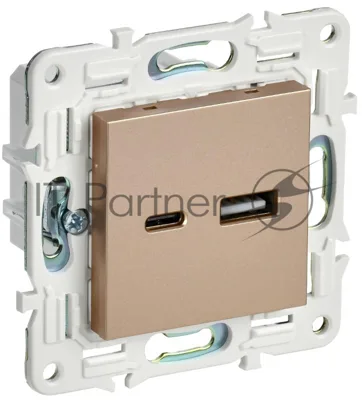 SKANDY Розетка USB A+C 3,1А SK-R14Sa песочный | SK-U22-D31-K98 | IEK