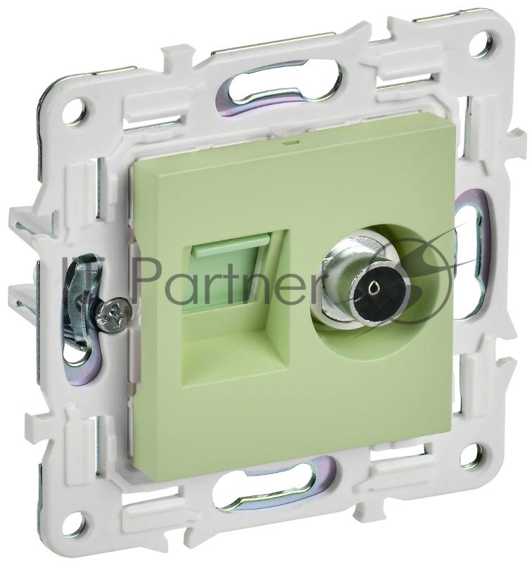 SKANDY Розетка двойная TV+RJ45 кат.6E SK-A15M мятный | SK-AK20-2-K06 | IEK