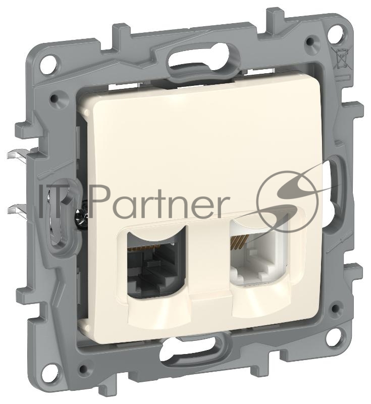 Etika Слоновая кость Розетка двойная RJ11+RJ45 кат.5E UTP  | 6723521 | IEK