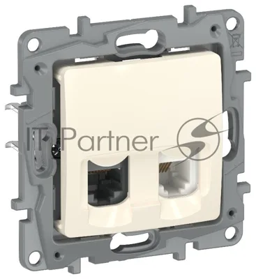 Etika Слоновая кость Розетка двойная RJ11+RJ45 кат.5E UTP  | 6723521 | IEK