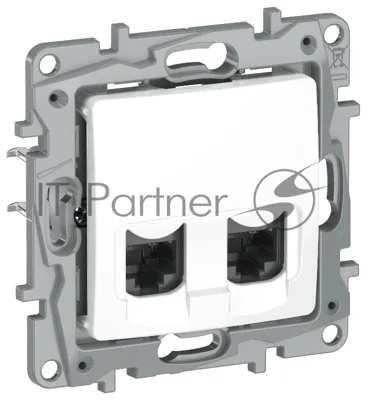Etika Белый Розетка компьютерная 2-ая RJ45 кат.6 UTP  | 6722541 | IEK