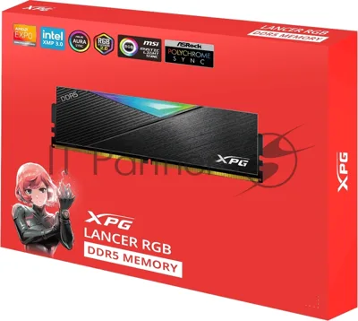 Память DDR5 2x16GB 6000MHz A-Data AX5U6000C3016G-DCLARBK XPG Lancer RGB RTL Gaming PC5-48000 CL30 DIMM UDIMM ECC 288-pin 1.4В kit single rank с радиатором Ret