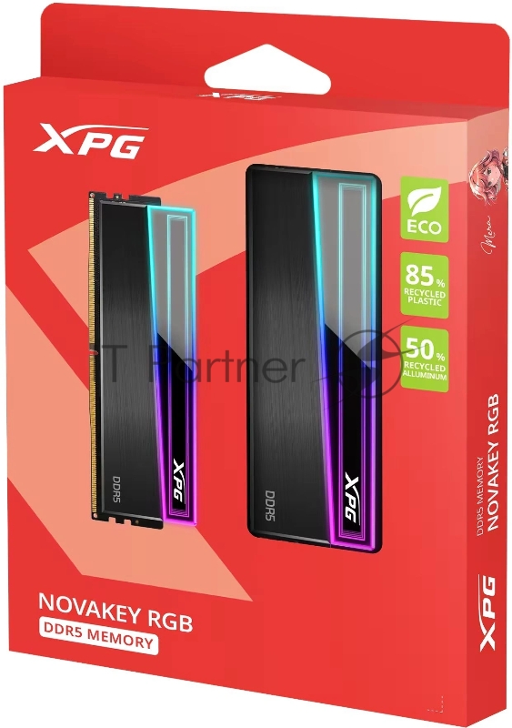 Память DDR5 2x16GB 6000MHz A-Data AX5U6000C3016G-DCNKRBK XPG Novakey RGB RTL Gaming PC5-48000 CL30 DIMM UDIMM ECC 288-pin 1.4В kit single rank с радиатором Ret