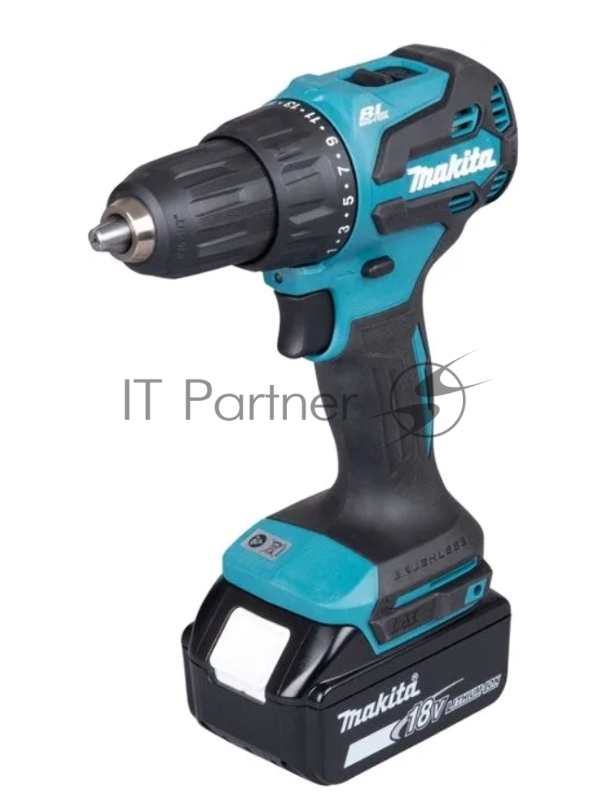 Дрель-шуруповерт Makita DHP490F005, 18 В, 3 Ач, 50 Нм, бесщеточный, ударный