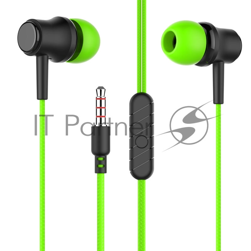 Наушники проводные вакуумные AUX с МК без рег.громкости More choice G16 (Green)