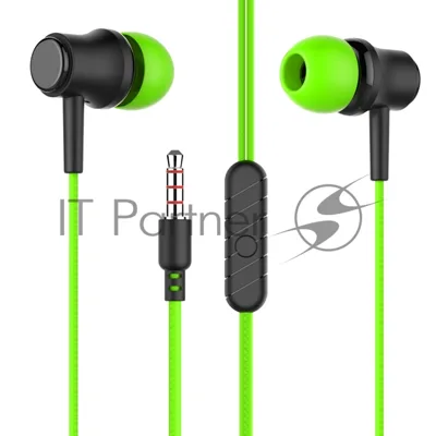 Наушники проводные вакуумные AUX с МК без рег.громкости More choice G16 (Green)
