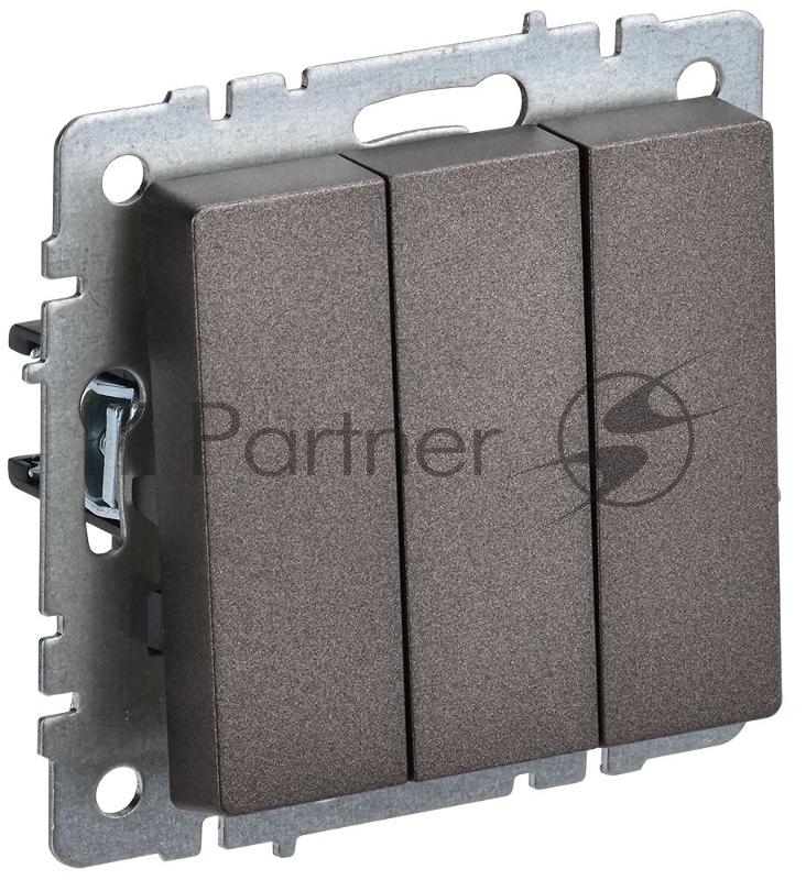 BRITE Выключатель 3-клавишный 10А ВС10-3-0-БрТБ темная бронза | BR-V30-0-10-K45 | IEK