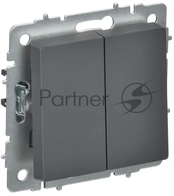 BRITE Выключатель 2-клавишный перекрестный 10А ВС10-2-3-БрГ графит | BR-V23-0-10-K53 | IEK