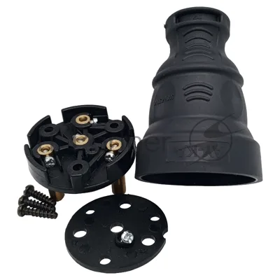 Вилка AY-KA прямая каучук 3P+Е(N) 25А IP44 черный (5611500)