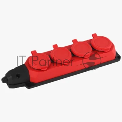 Колодка AY-KA ОУ 4-ая каучук с/з 16A IP44 красный (5540001)