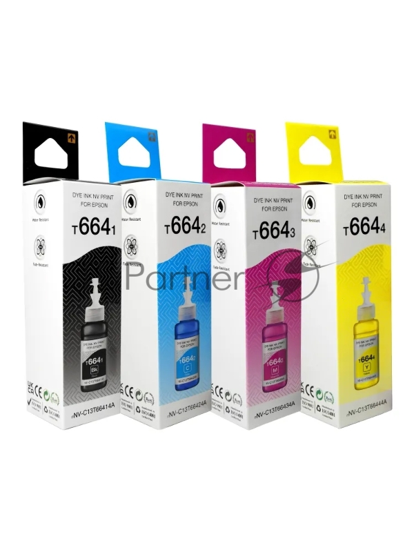 Комплект чернил NVP T664 для аппаратов Epson (4 цвета по 70 мл) (в коробках) совместимые