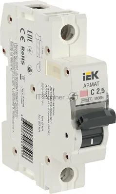 Выключатель автоматический однополюсный M06N 1P C 2,5А 6кА ARMAT | AR-M06N-1-C2D5 | IEK