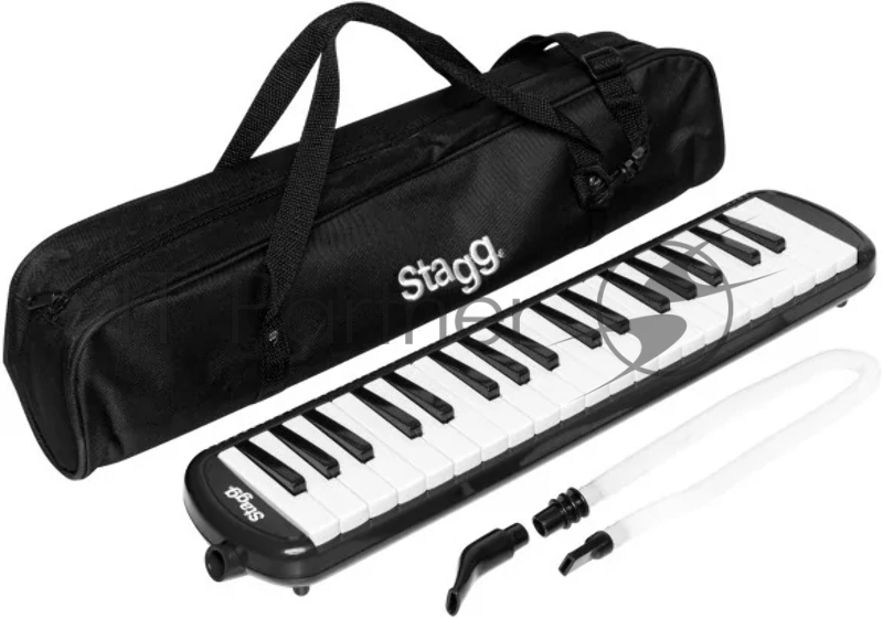 Пианика STAGG [MELOSTA37 BK] духовая, пластиковая, 37 клавиш, размеры 48х10,5х4 см, в комплекте мундштук, длинная трубка, мягкий кейс, цвет черный