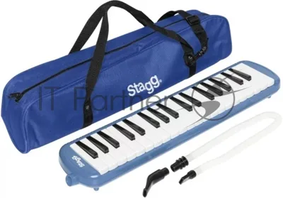 Пианика STAGG [MELOSTA37 BL] духовая, пластиковая, 37 клавиш, размеры 48х10,5х4 см, в комплекте мундштук, длинная трубка, мягкий кейс, цвет голубой