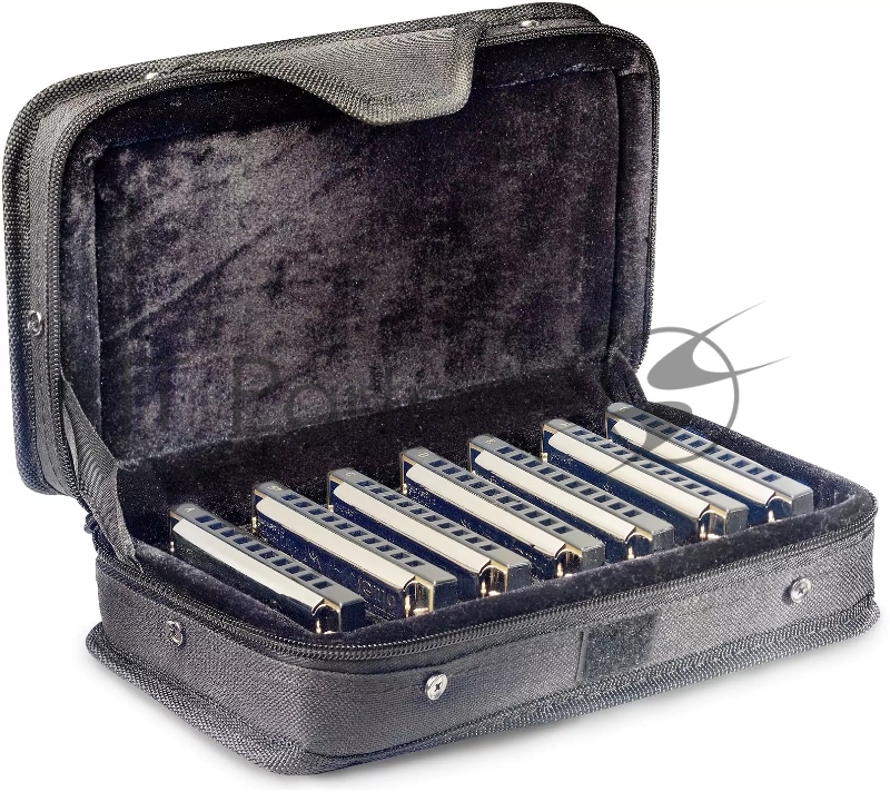 Комплект губных гармоник STAGG [BJH-B20 SET1] блюзовых, BJH-B20 7 шт. в кейсе, строй A+Bb+C+D+E+F+G, 10 диатонических отверстий, 20 тонов, медные пластины 0,9 мм