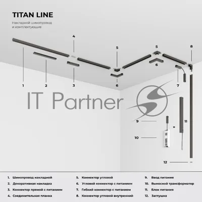 Трековый светильник 12W 4000K титан 85526/01 система Лайн 85526/01