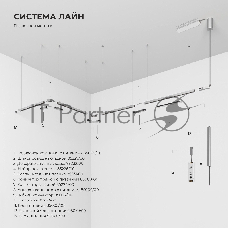Трековый светильник 10W 3000K (никель) 85525/01 система Лайн 85525/01