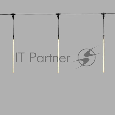 Гирлянда Тающие сосульки комплект 10 шт. х 30см, шаг 100см, 420 LED ТЕПЛЫЙ БЕЛЫЙ, черный каучук, IP65, 24В, соединяется NEON-NIGHT