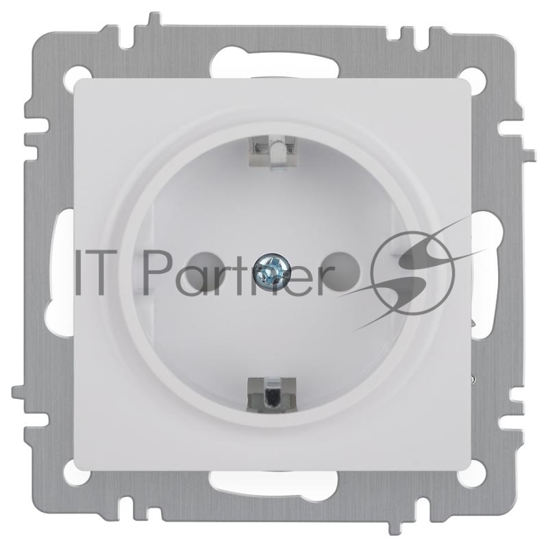 Розетка Intro Accent 6-206-01 2P+E Schuko со шторками, 16А-250В, IP20, СУ, AL/CU, белый  | Б0063506 | Intro